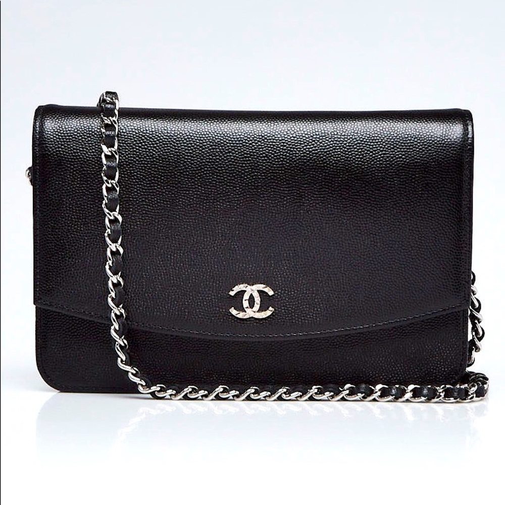 Chanel Black Sevruga Wallet on Chain Caviar